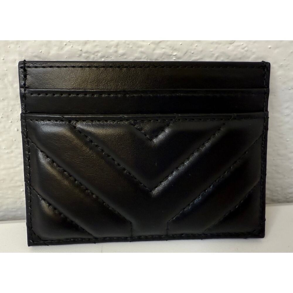 NEW YSL Joan Quilted Leather Black Card Holder w/ 2 COA's + Bag - Picture 3 of 4